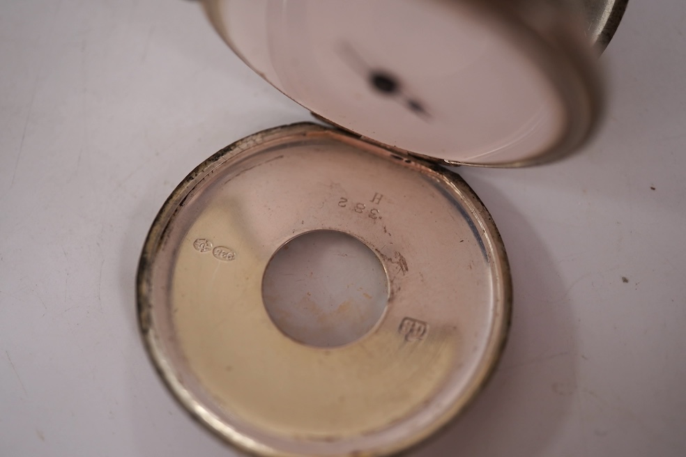 An early 20th century silver Borgel cased manual wind wrist watch(a.f.), one other similar silver half hunter manual wind wrist watch(no strap) and one other similar with a strap. Condition - poor